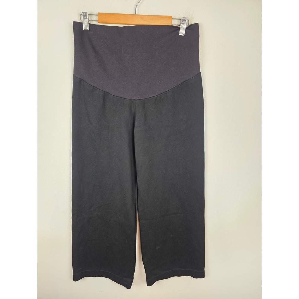 Maeve by Anthropologie The Colette Maternity Pants Black Wide Leg Crop 8M